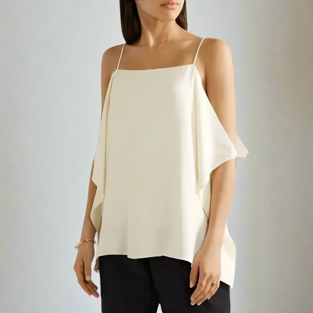 THEORY NWT Petteri Rosina Crepe Camisole Cami Tank Top Blouse S Black - Picture 4 of 10